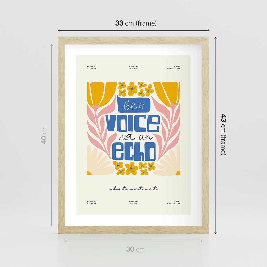 Plakat w ramie 30x40 - Złote Impulsy - typografia, kwiaty - rama drewno