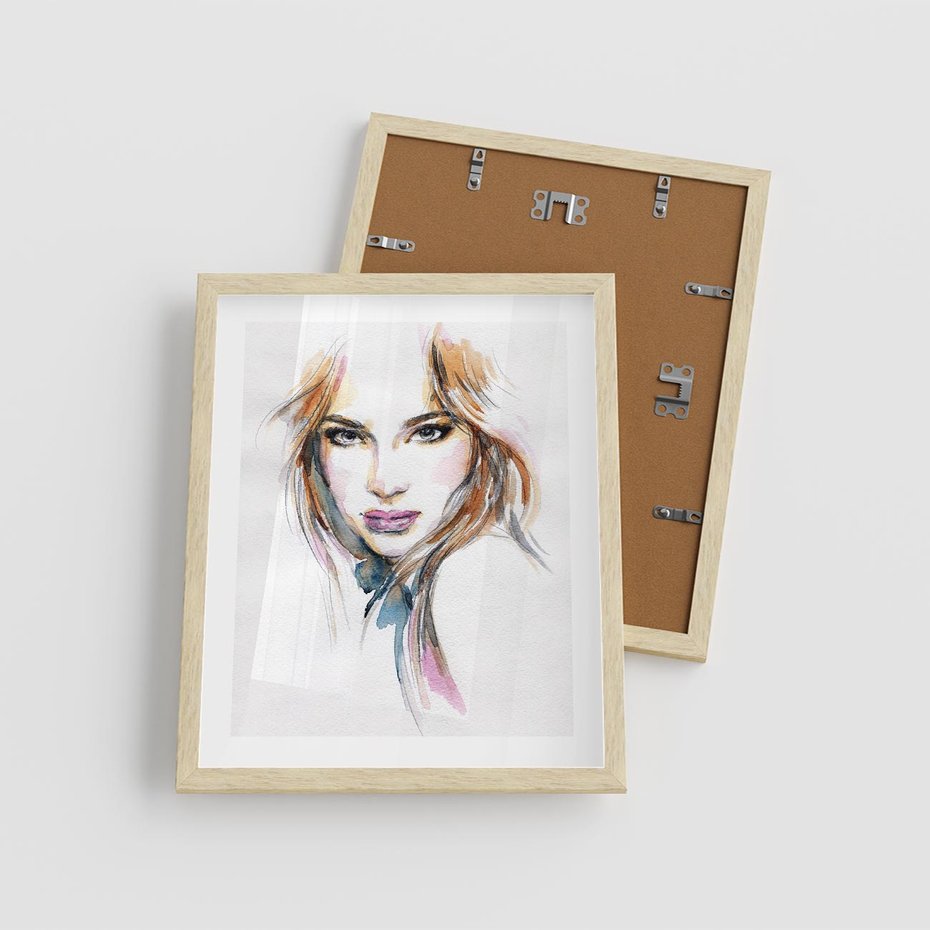 Plakat w ramie 40x50 - Abstrakcyjny portret kobiecy - grafika, kobieta - rama drewno