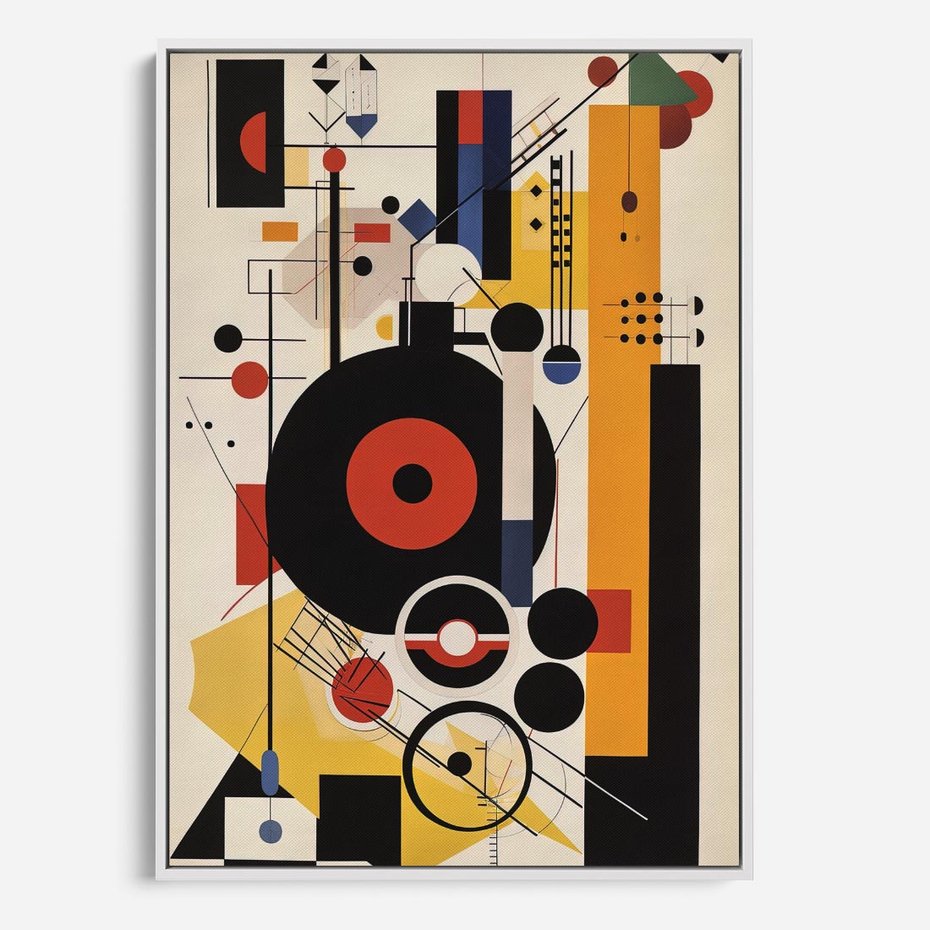 Obraz w ramie 80x120 - Wnętrza Refleksyjnego Światła - modernistyczny obraz, styl bauhaus - rama biała