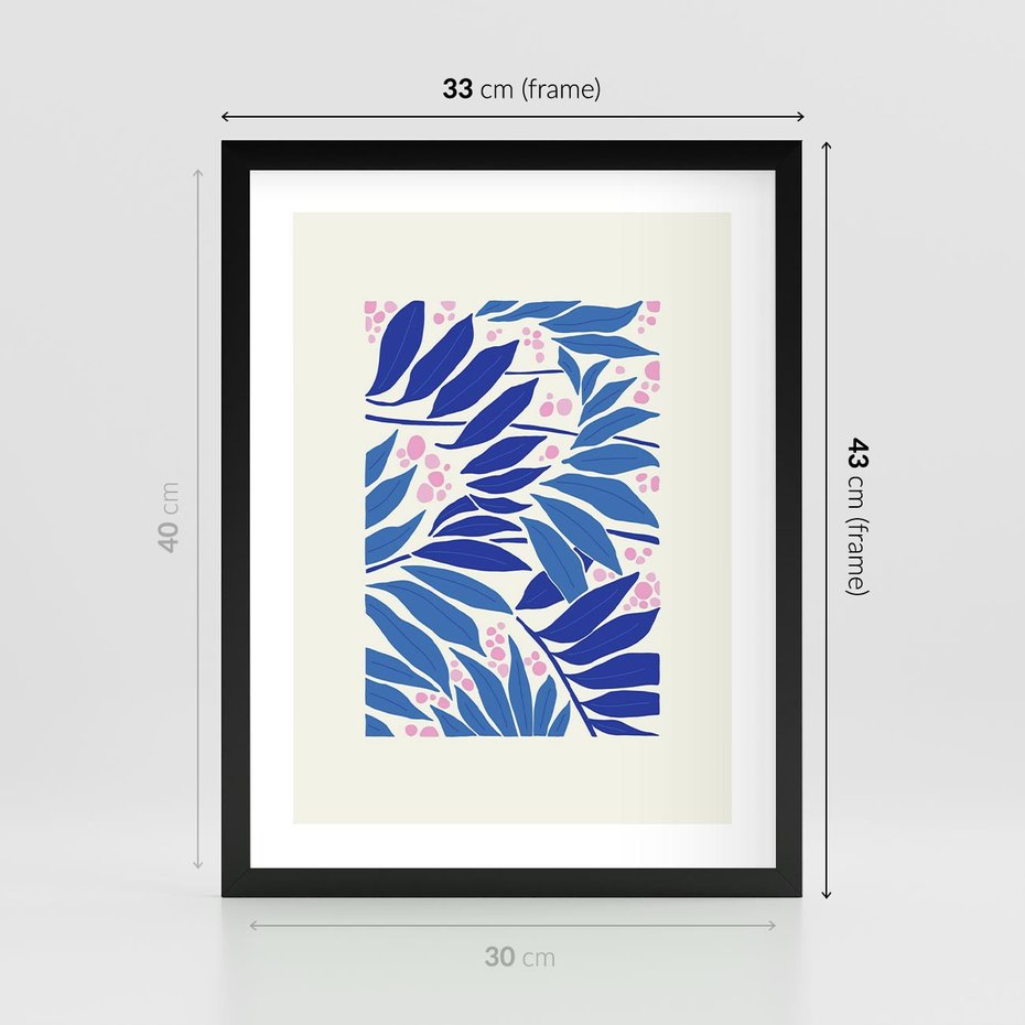 Plakat w ramie 30x40 - Kolorowy Wir - liściasta kompozycja, nowoczesny plakat - rama czarna