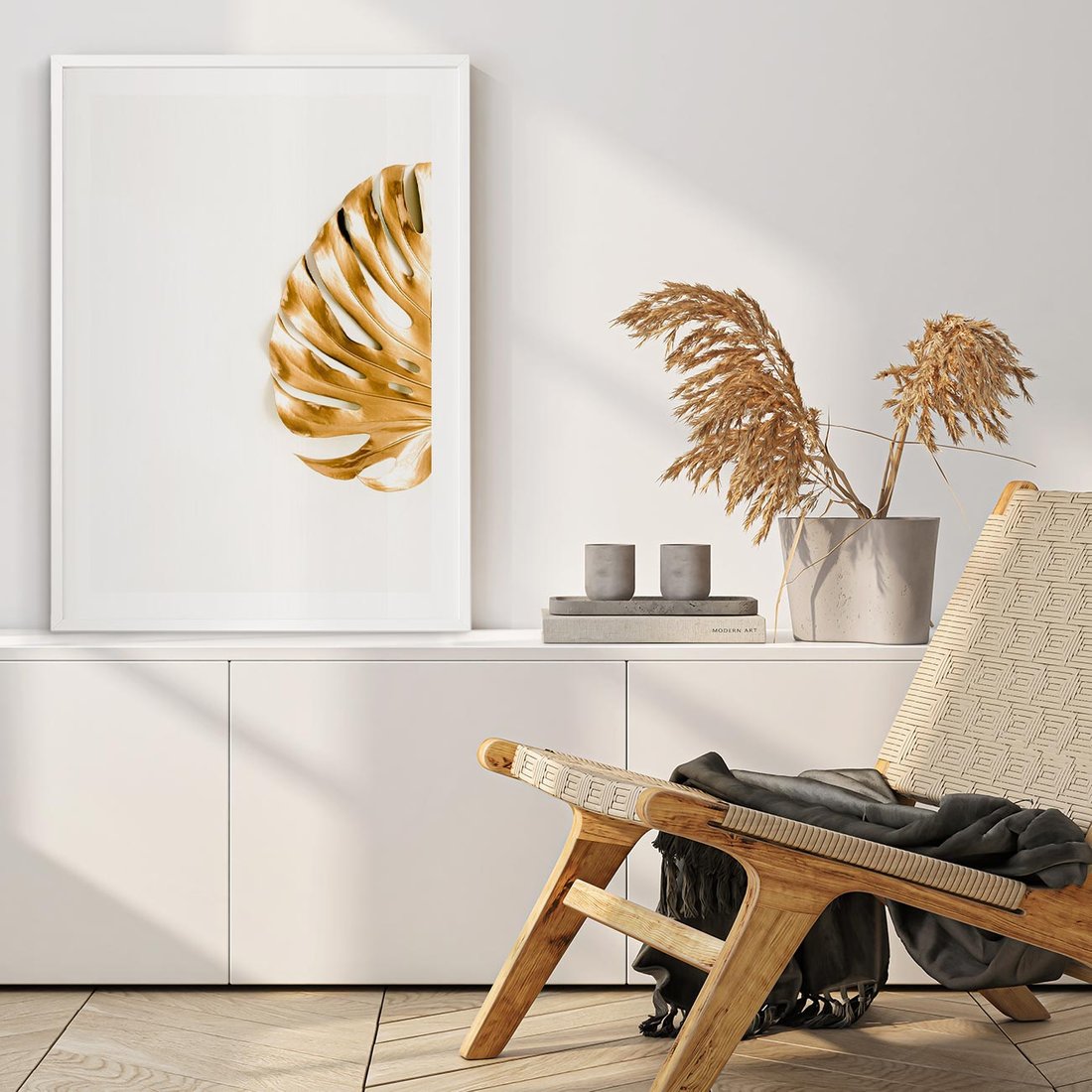 Plakat bez ramy 50x70 - Przyjemność dla Oczu - złote, liście