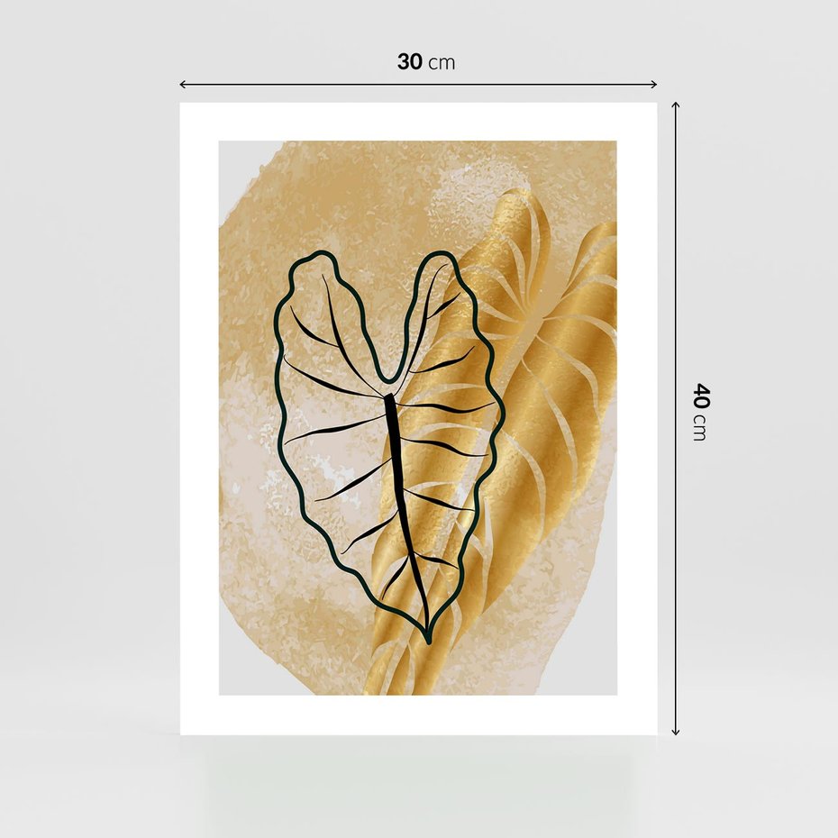 Plakat bez ramy 30x40 - Monstera w Złocie - złote liście monstery, grafika