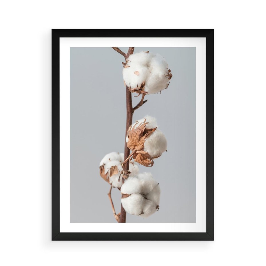 Plakat w ramie 50x70 - Bawełniana boho miękkość - bawełna, boho - rama czarna