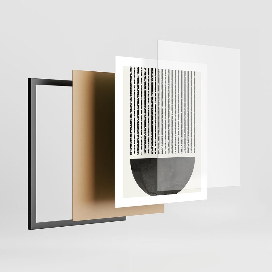 Plakat w ramie 40x50 - Taniec Impulsów - abstrakcyjne czarno białe formy, minimalizm - rama czarna