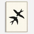 Obraz w ramie 80x120 - Kreatywne Echa - jaskółki, minimalizm - rama drewno