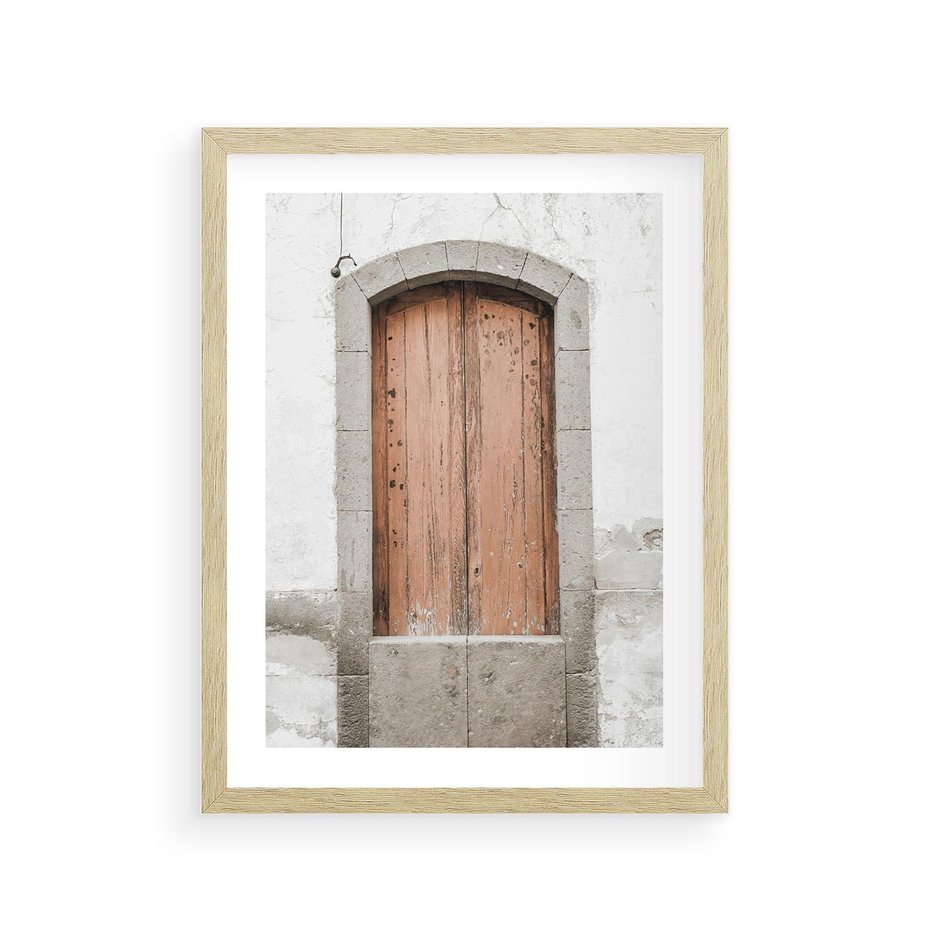 Plakat w ramie 30x40 - Śródziemnomorskie Drzwi Czasu - fotografia starych drzwi, śródziemnomorska architektura - rama drewno