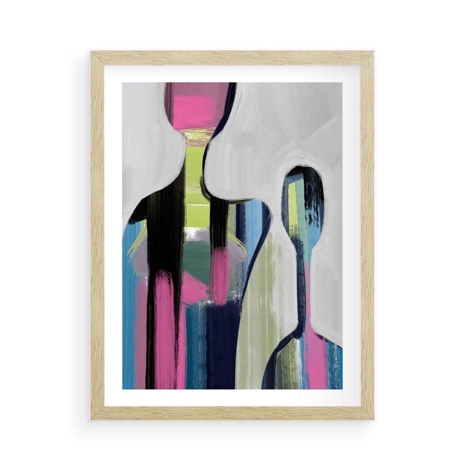 Plakat w ramie 50x70 - Wnętrza Kształtów - abstrakcyjna sztuka, nowoczesny obraz - rama drewno