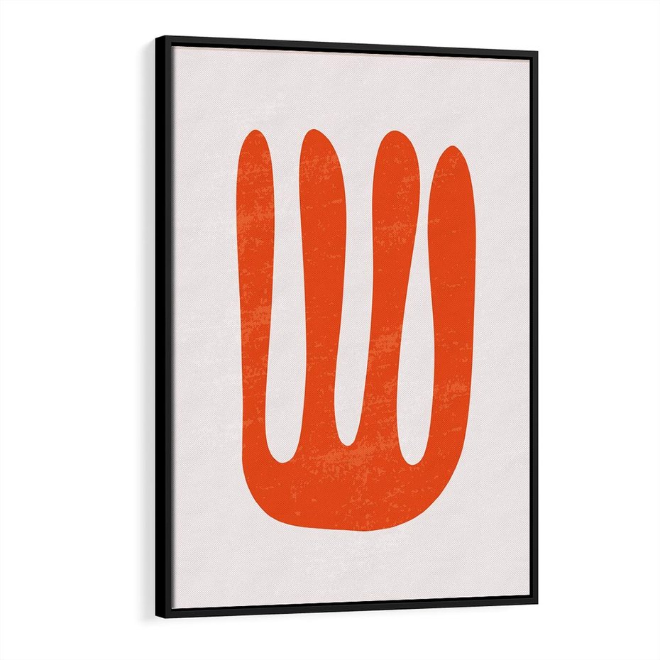 Obraz w ramie 70x100 - Eksploracja Nowego Światła - abstrakcyjna pomarańczowa forma, minimalizm - rama czarna