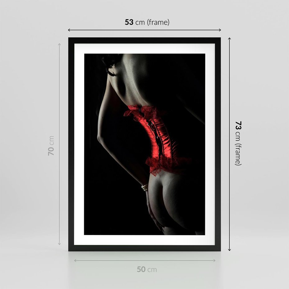 Plakat w ramie 50x70 - Piękno i Siła - akt, kobieta - rama czarna