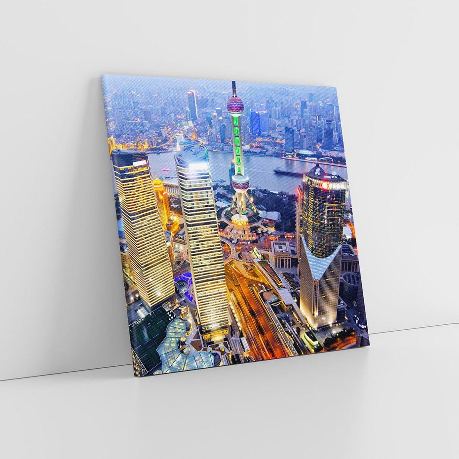 Obraz na płótnie 80x80 - Wzgórza Mieściny - wieżowce, miasto