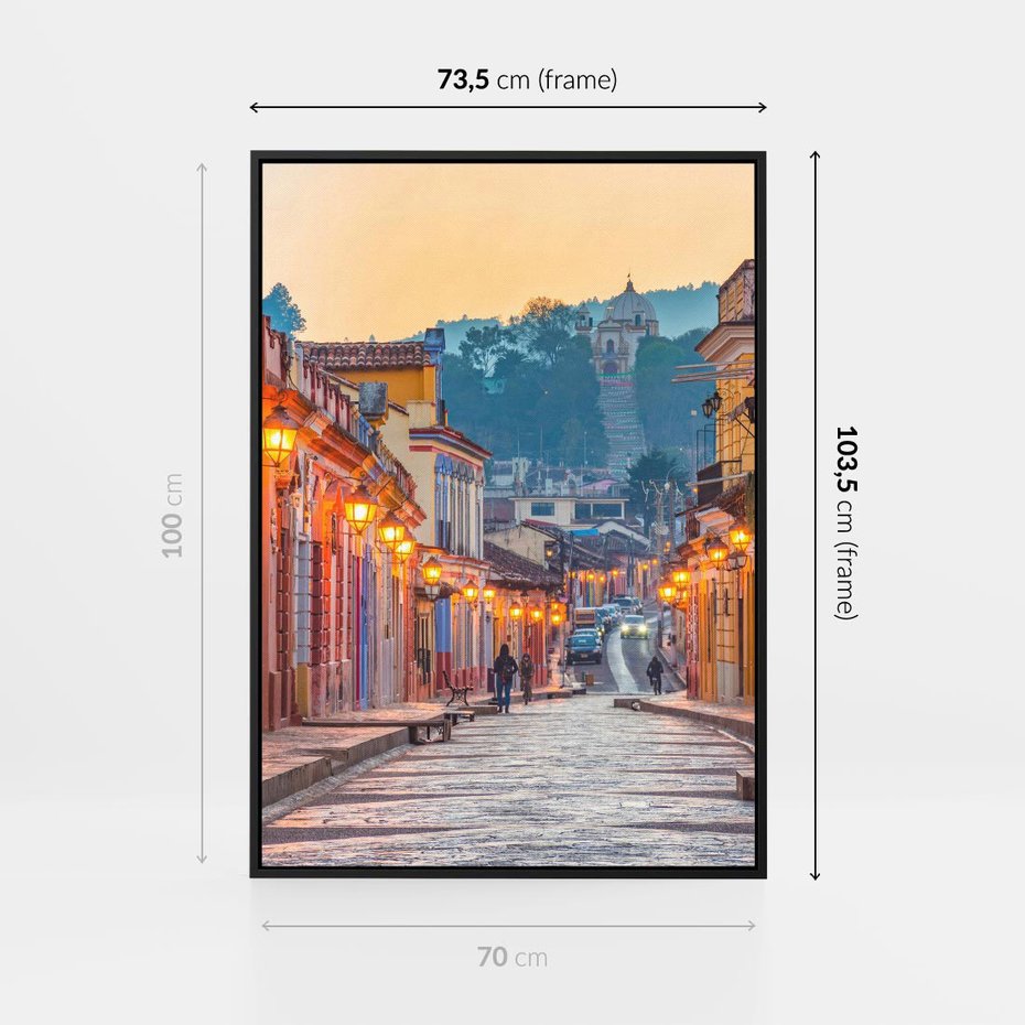 Obraz w ramie 70x100 - W stronę marzycielskich horyzontów - włoska uliczka, wieczór - rama czarna