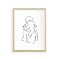 Plakat w ramie 30x40 - Zaklęte Linie - szkic kobiety, jedną linia - rama drewno