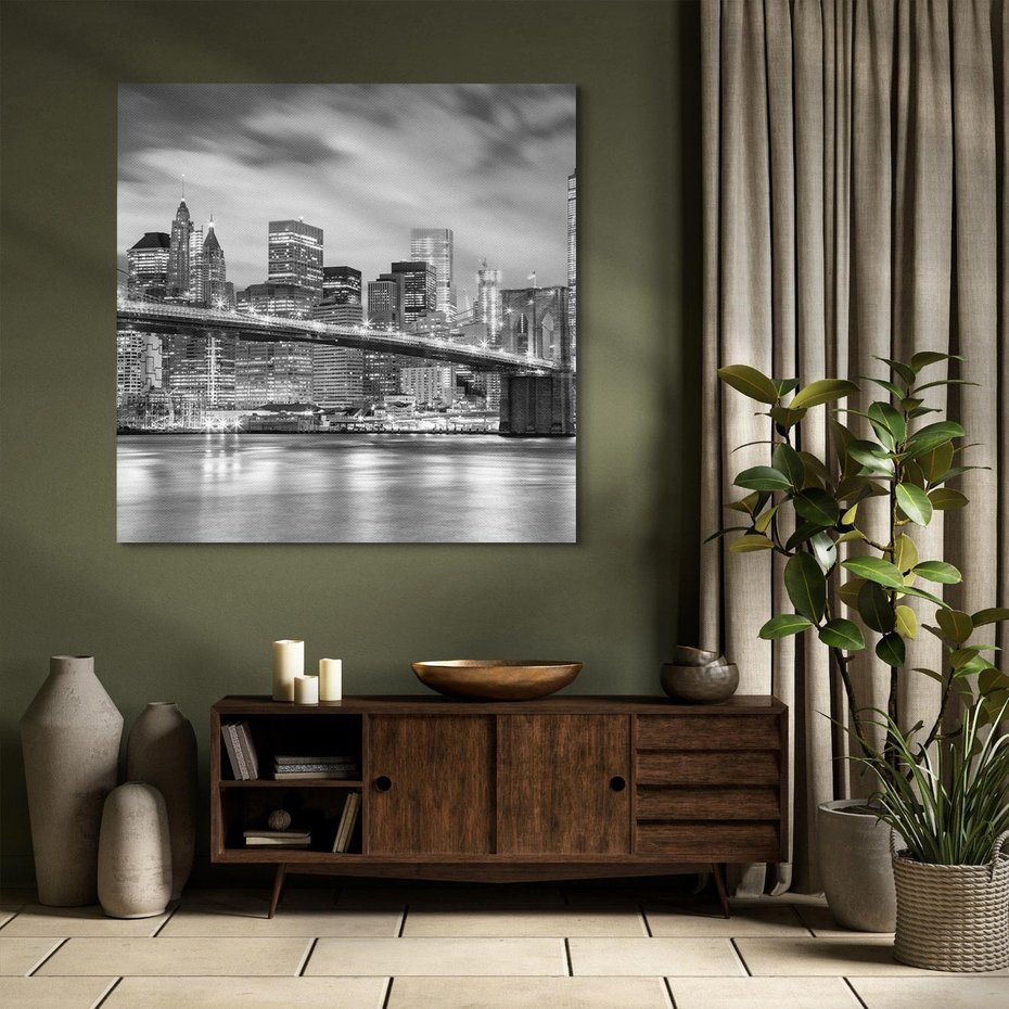 Obraz na płótnie 30x30 - połączenie ikonicznego miasta - most, Nowy Jork
