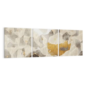 Obraz na płótnie 150x50 - Nowoczesne Złoto i Szarość - plamy, złoto