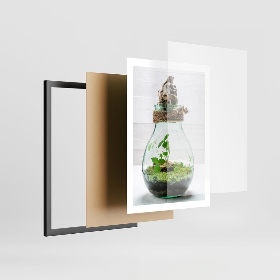 Plakat w ramie 50x70 - Żywioł Natury - liście, zieleń - rama czarna