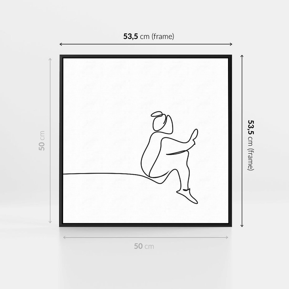 Obraz w ramie 50x50 - Linie Wewnętrznej Refleksji - line art, szkic - rama czarna