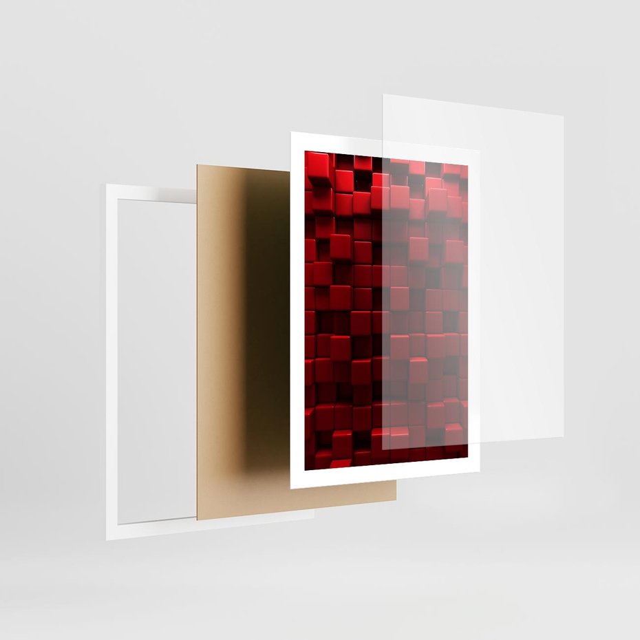 Plakat w ramie 50x70 - Geometryczne 3D: wizja przestrzeni - geometryczne, 3D - rama biała