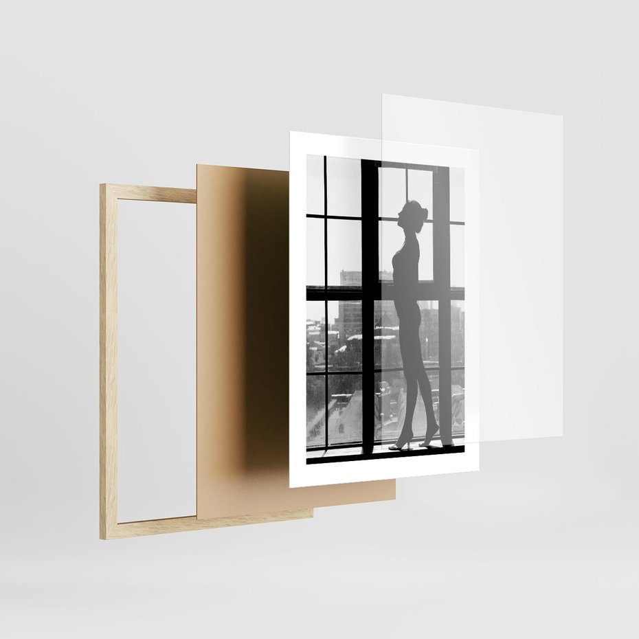 Plakat w ramie 30x40 - Piękno Kobiecej Formy - retro zdjęcie, czarno białe - rama drewno