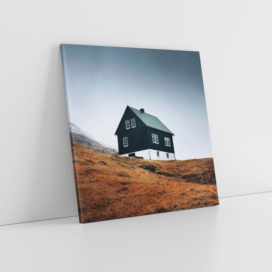 Obraz na płótnie 40x40 - Ciepło i Przytulność - skandynawski, domek