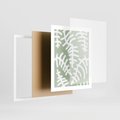 Plakat w ramie 40x50 - Oaza Zieleni - zielona abstrakcja, zgaszona zieleń - rama biała