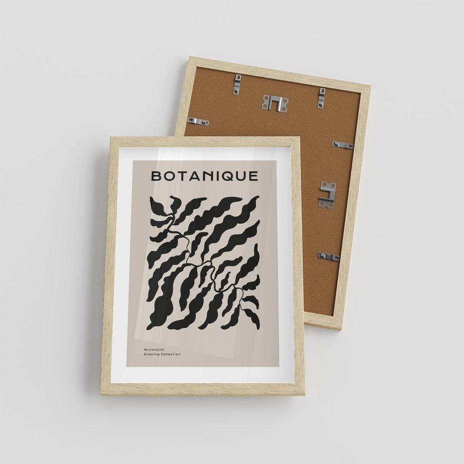 Plakat w ramie 30x40 - Księga Odbić - abstrakcyjne liśćie, roślinne motywy - rama drewno