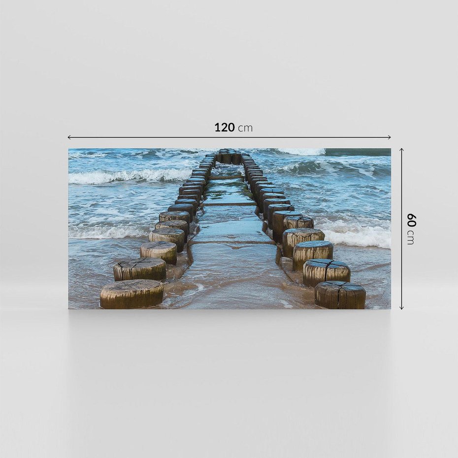 Obraz na płótnie 120x60 - Falochron na brzegu morza - falochron, morze