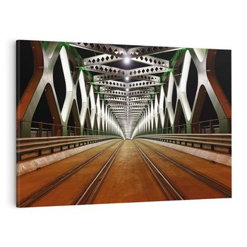 Obraz na płótnie 120x80 - Most kolejowy w nocy - most, kolej