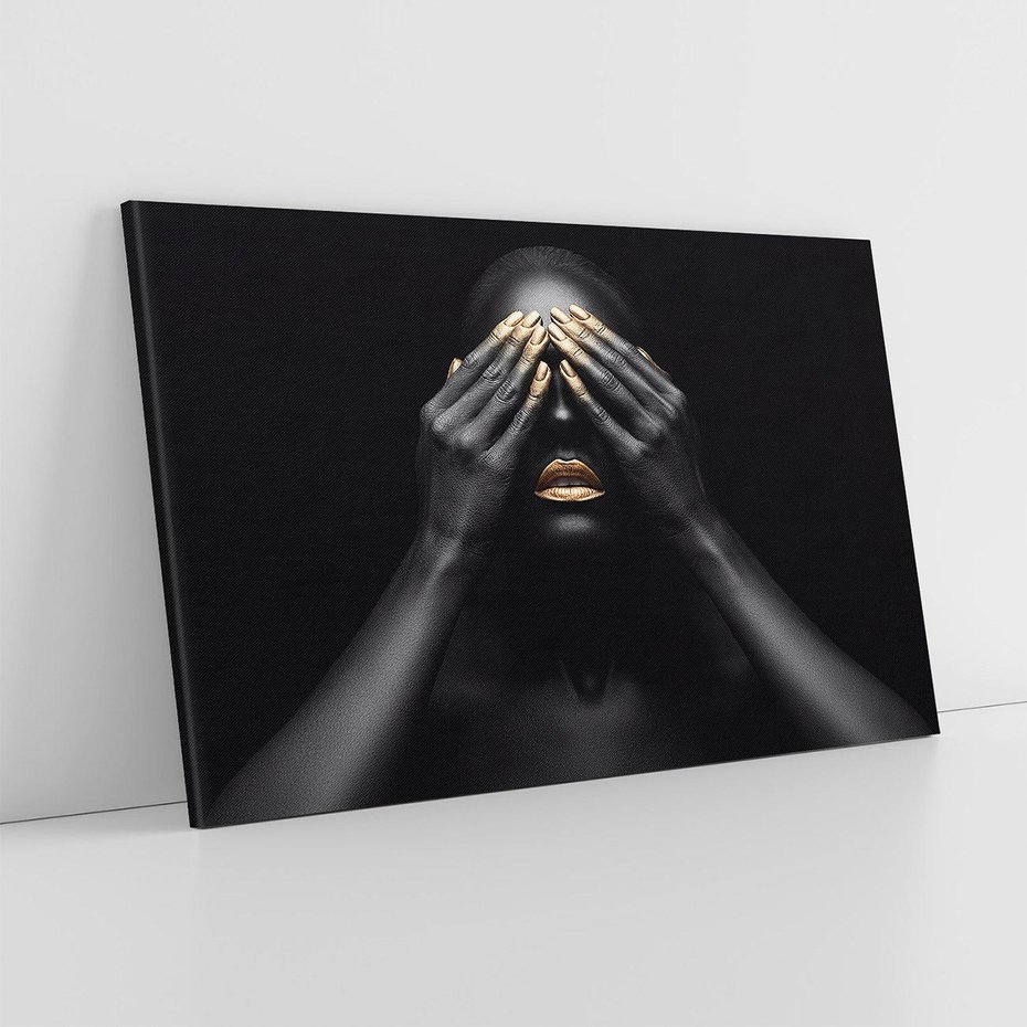 Obraz na płótnie 120x80 - Złote Usta wyjątkowa subtelność - złote usta, złote palce