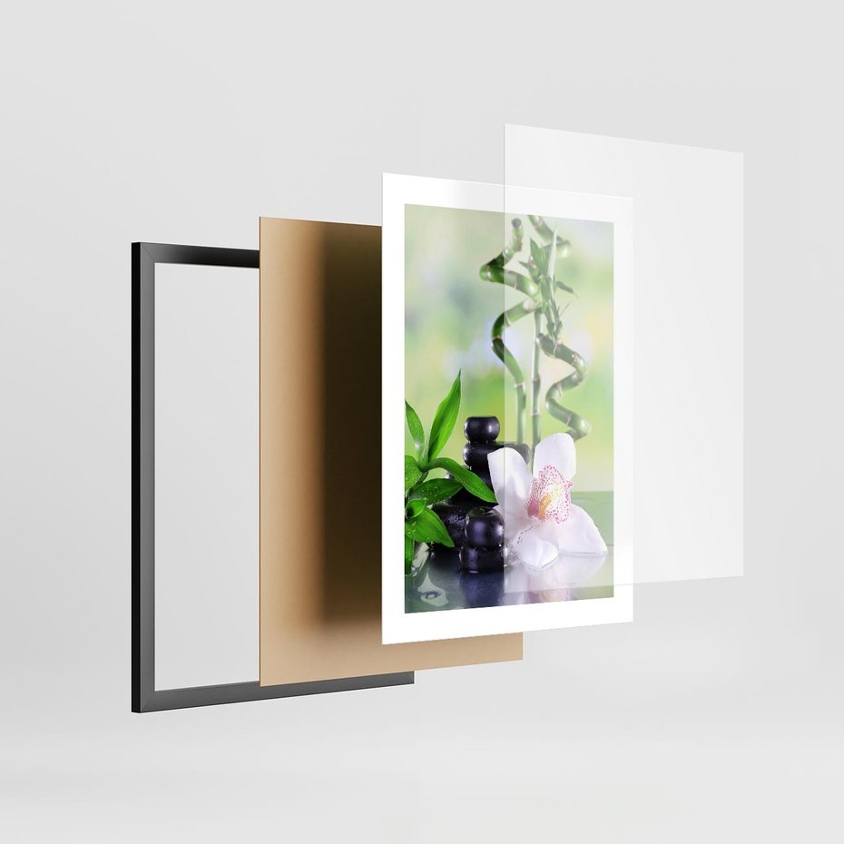 Plakat w ramie 30x40 - Spa pełne kwiatów i relaksu - spa, kwiat - rama czarna