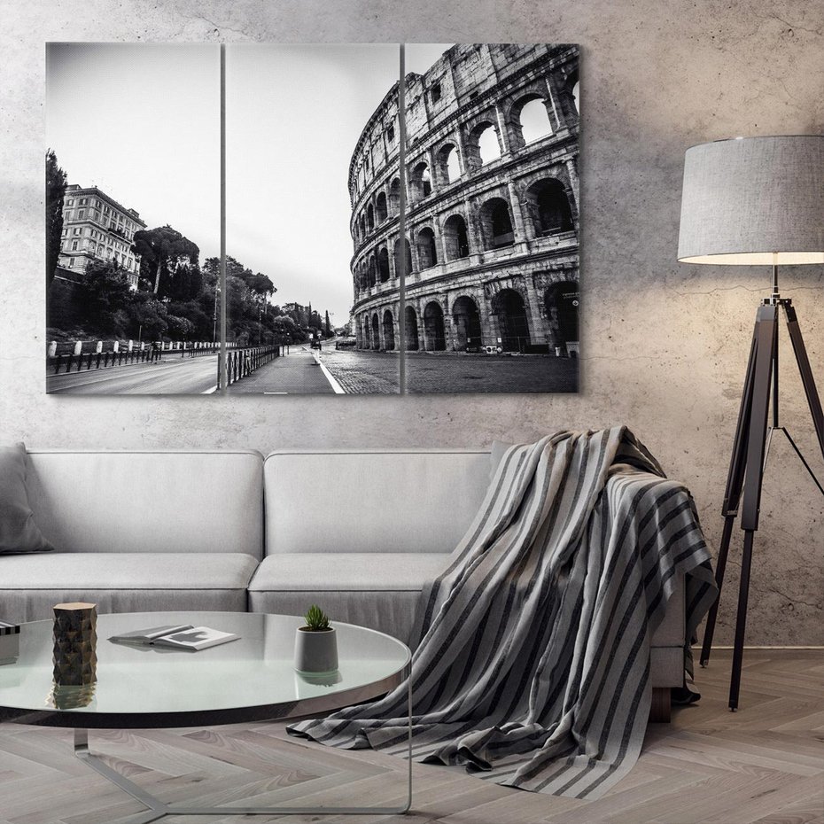 Obraz na płótnie 120x80 - Echa Historii - czarno biała fotografia, koloseum