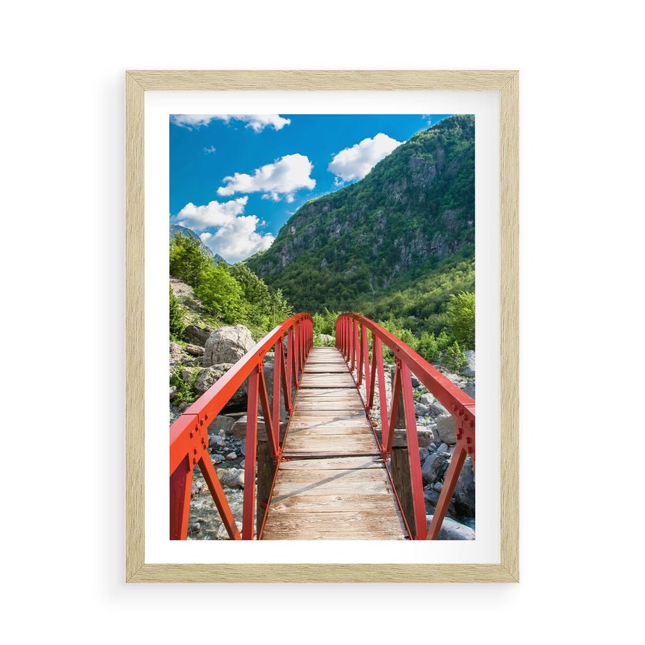 Plakat w ramie 50x70 - Most do przygody - góry, most - rama drewno