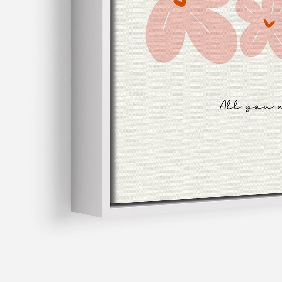 Obraz w ramie 70x100 - Miłość w Kompozycji - grafika, kompozycja kwiaty i serca - rama biała