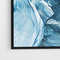 Obraz w ramie 50x50 - W stronę niebieskiego horyzontu - abstrakcja, rozlane farby - rama czarna