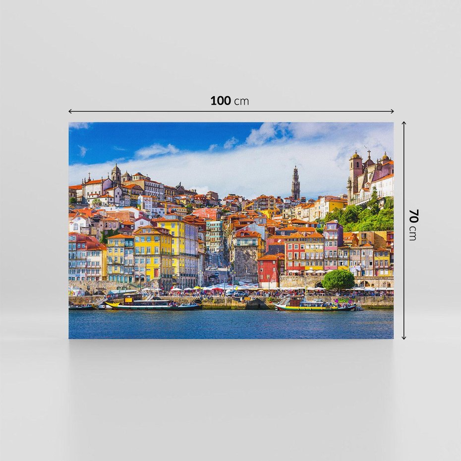 Obraz na płótnie 100x70 - Kolorowa Przystań - nadmorskie miasto, kolorowe budynki