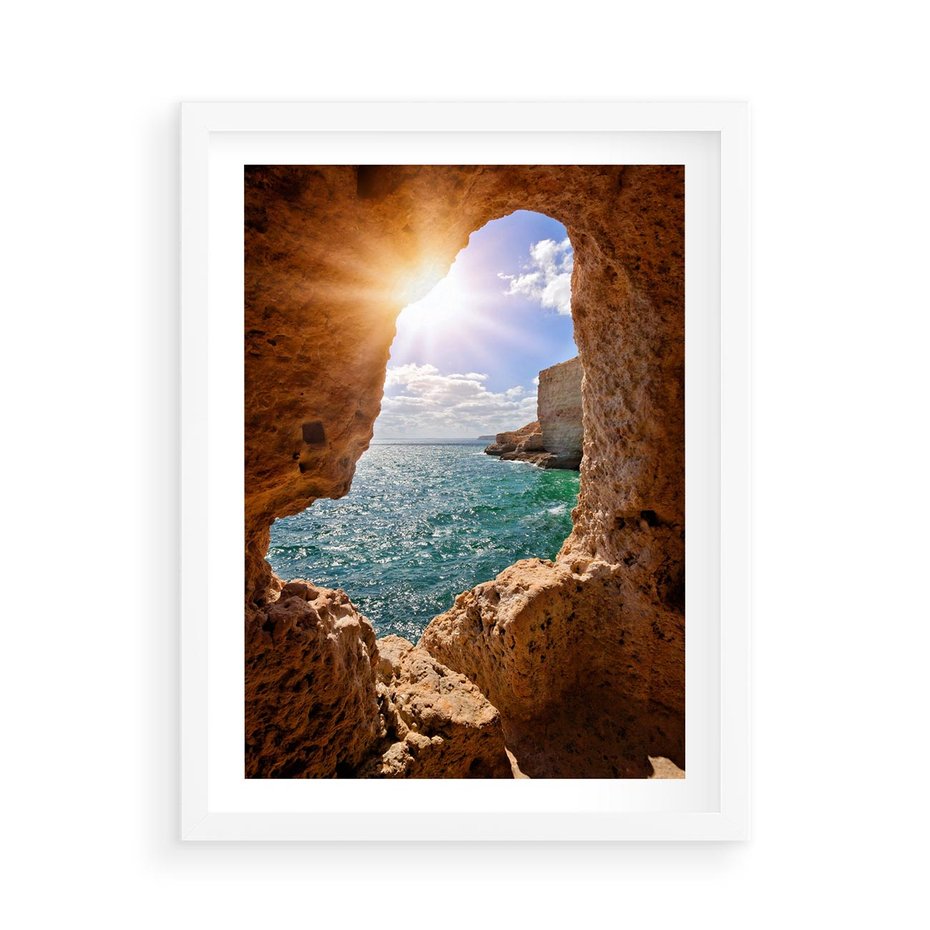 Plakat w ramie 50x70 - Potęga Natury - morze, klify - rama biała