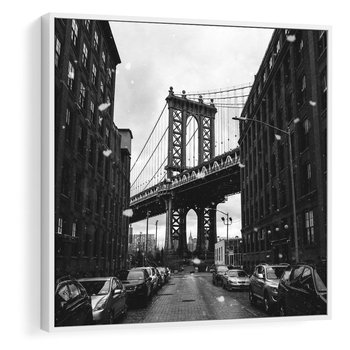 Obraz w ramie 50x50 - Ikona Miasta - Nowy Jork, most - rama biała
