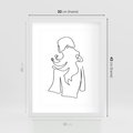 Plakat w ramie 30x40 - Zaklęte Linie - szkic kobiety, jedną linia - rama biała