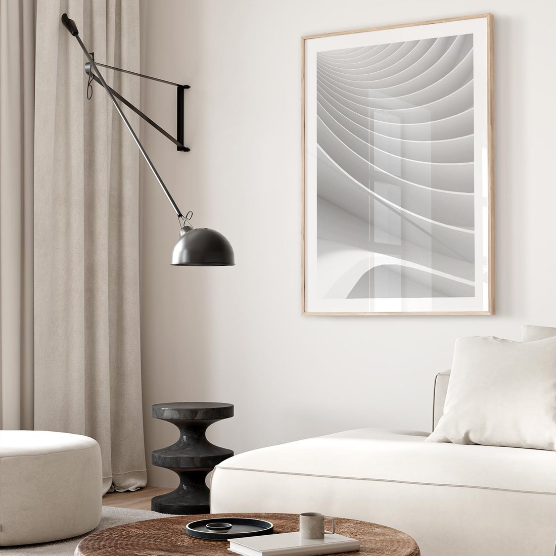 Plakat w ramie 50x70 - Geometryczna Harmonia - geometryczne, kształty - rama drewno