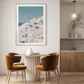 Plakat w ramie 40x50 - Śródziemnomorski Urok - zdjęcie Santorini, białe budynki - rama drewno