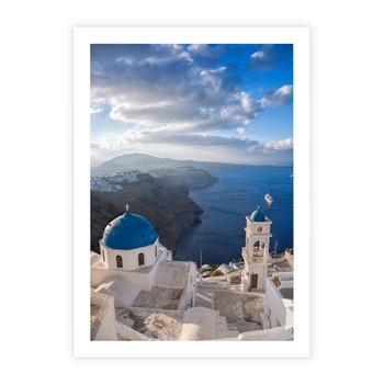 Plakat bez ramy 50x70 - Błękitne Przezycia - Santorini, morze