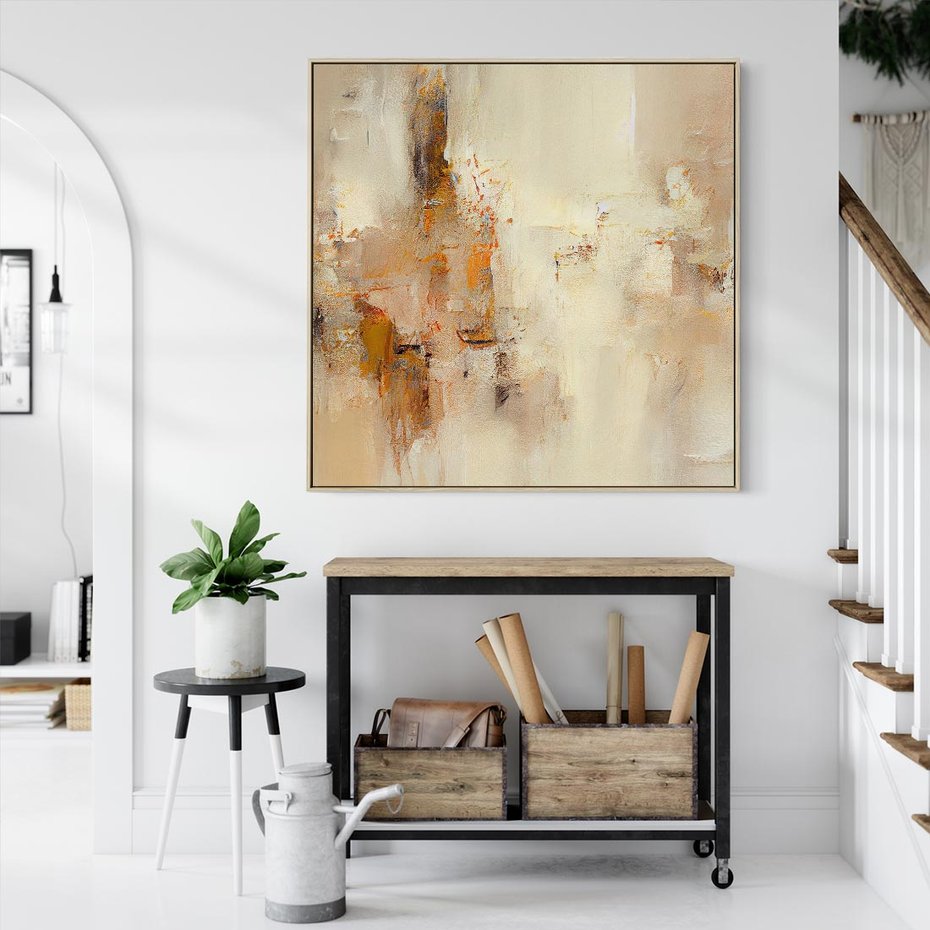 Obraz w ramie 80x80 - Odbicie utraconych barw - abstrakcja, tekstury farb - rama drewno