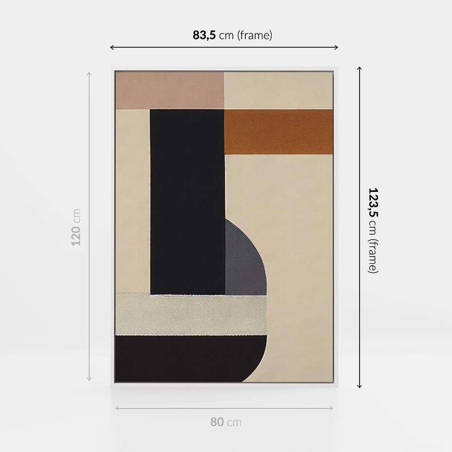 Obraz w ramie 80x120 - Nowoczesne Brązy - geometryszne pasy, nowoczesny styl - rama biała