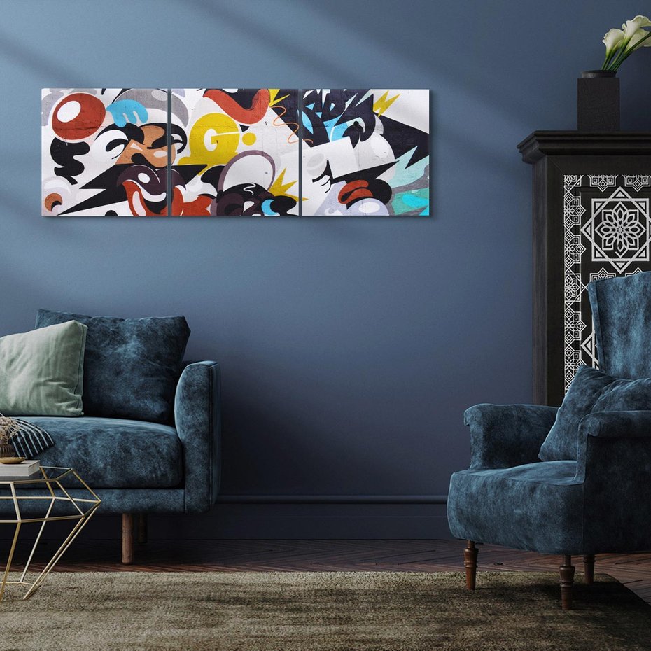 Obraz na płótnie 120x40 - Moc kolorów w graffiti - graffiti