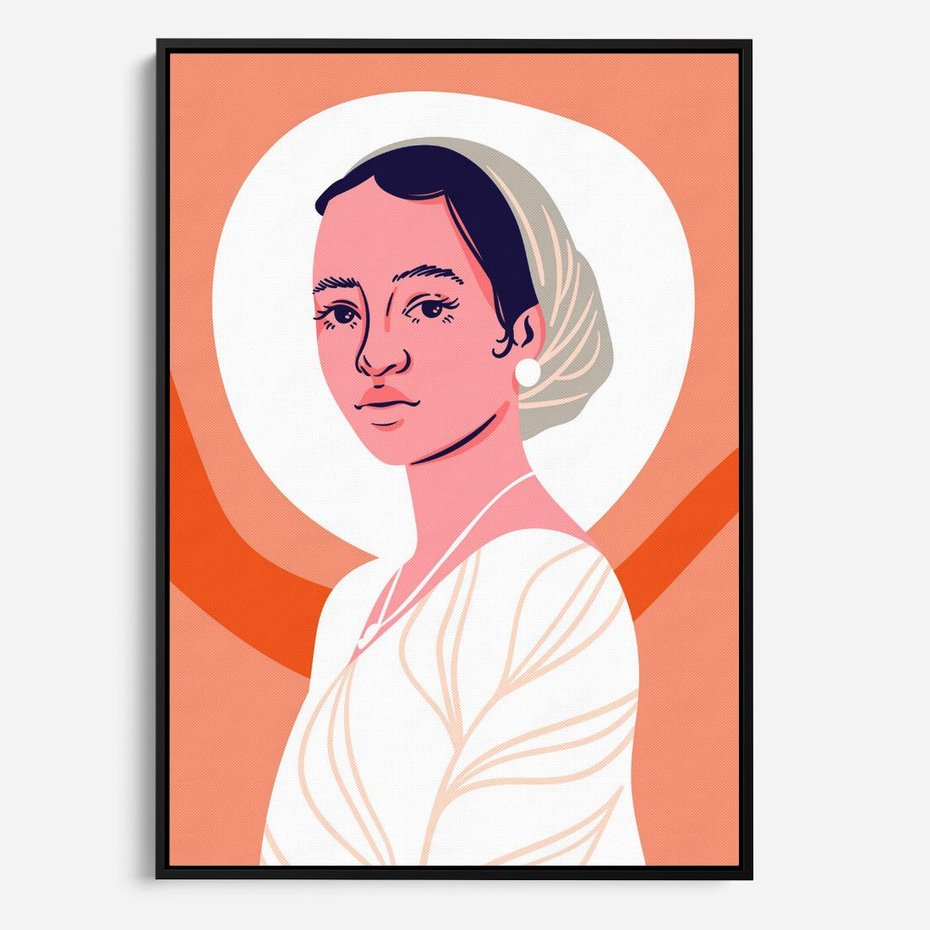 Obraz w ramie 70x100 - Kobieca Harmonia - nowoczesny plakat, styl retro - rama czarna