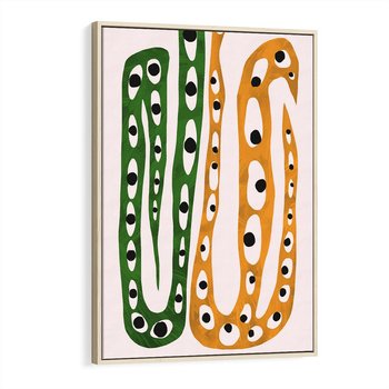 Obraz w ramie 70x100 - Migocące Zmaganie - abstrakcyjny obraz, dziwne kształty - rama drewno