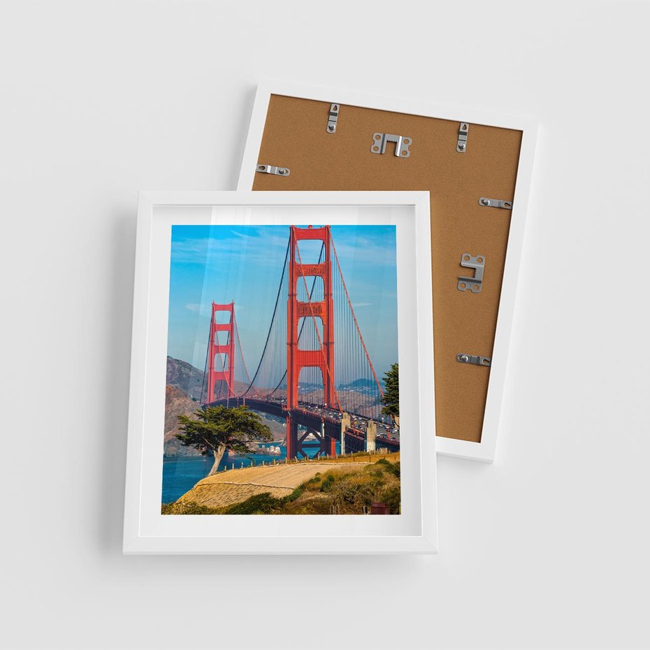 Plakat w ramie 40x50 - W krainie amerykańskich mostów - most, USA - rama biała