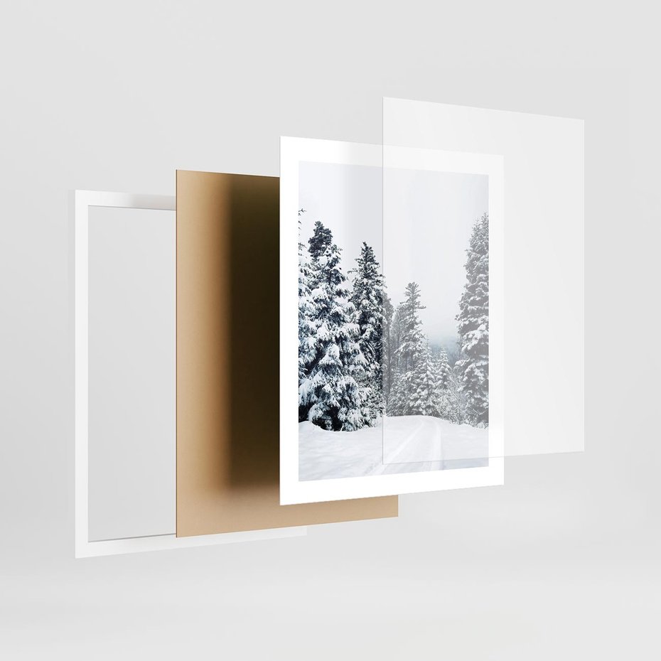 Plakat w ramie 40x50 - Zimowy Las Pod Kołdrą - las, zima - rama biała