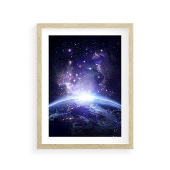 Plakat w ramie 30x40 - Podróż w kosmiczną przestrzeń - kosmos, ziemia - rama drewno