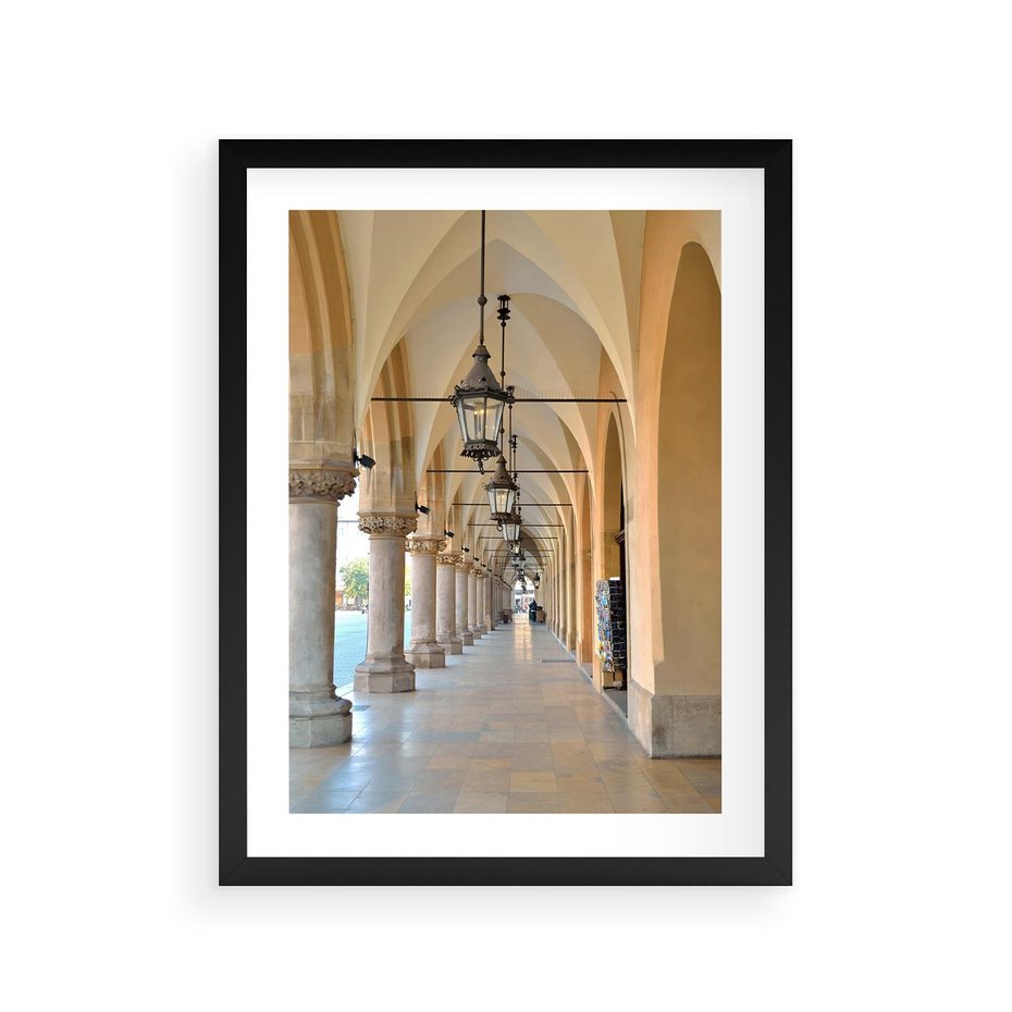 Plakat w ramie 30x40 - Uliczka w perspektywie czasu - uliczka, perspektywa - rama czarna