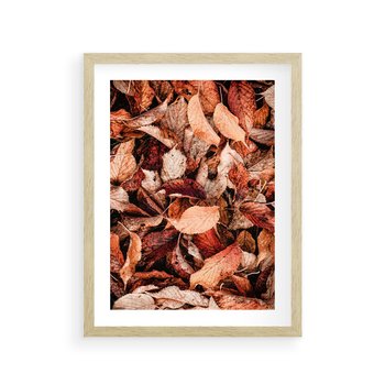 Plakat w ramie 40x50 - Magia Jesiennej Ziemi - liście, jesień - rama drewno